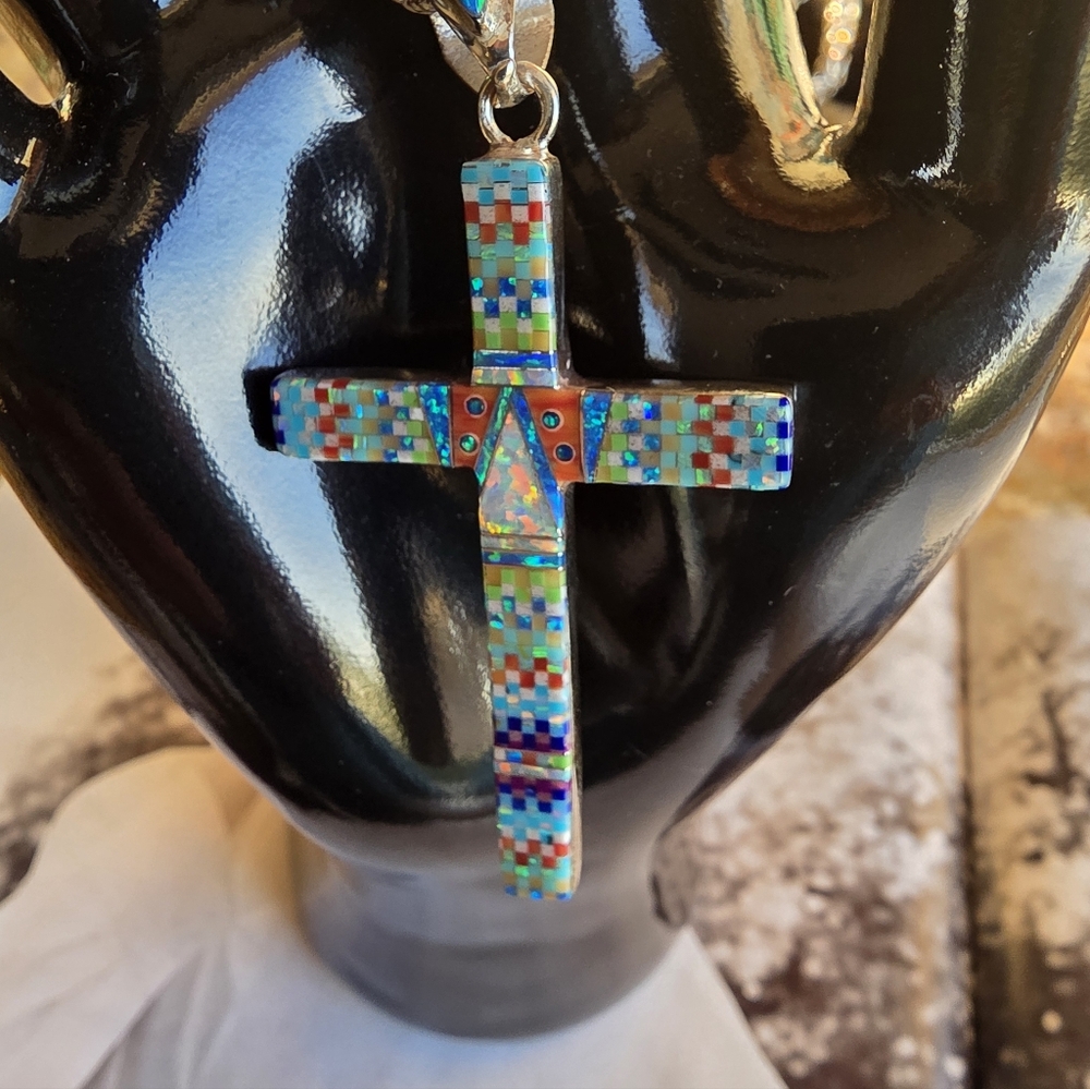 Inlay Southwestern Pendant Made In New Mexico (Signed)
